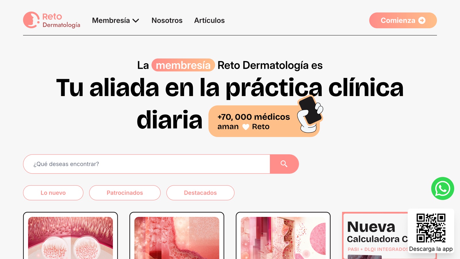 Página de inicio de Reto Dermatología
